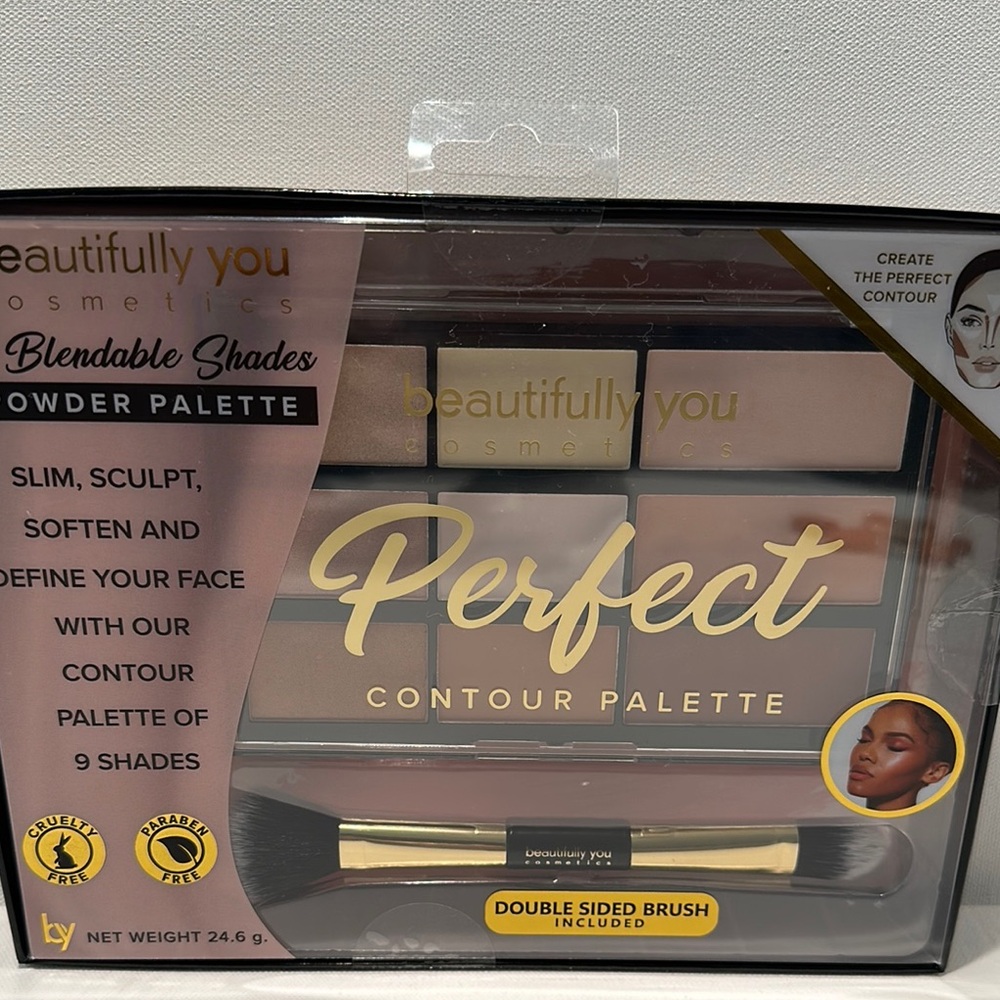 Beautifully You 9 Perfect Blendable Shades Powder Palette W/ Double sided brush.